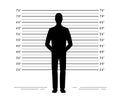 Police lineup. Mugshot background with silhouette of  anonymous man Royalty Free Stock Photo